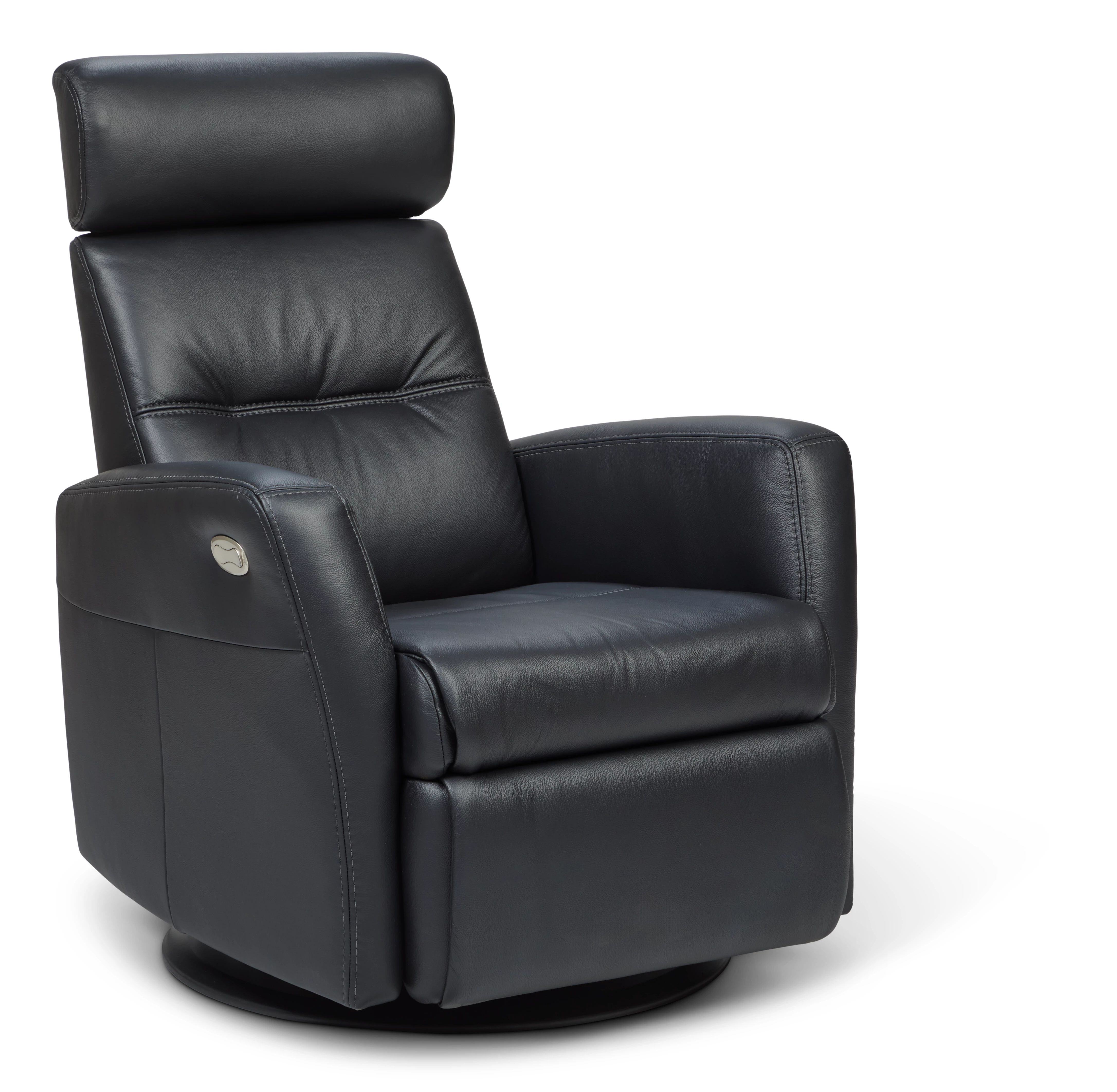 Tya Large Power Swivel Glider Recliner w Manual Headrest Leather Black Grey Taupe